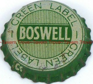 1950s Canada Quebec Boswell Green Label Beer Cork Lined Bottle Cap Tavern Trove