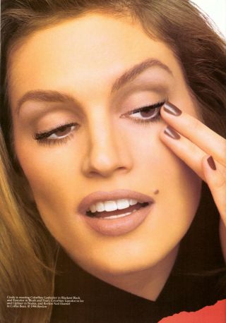 1996 Revlon Cosmetics Cindy Crawford 2 - Pg Print Ad Vintage Advertisement Vtg 90s