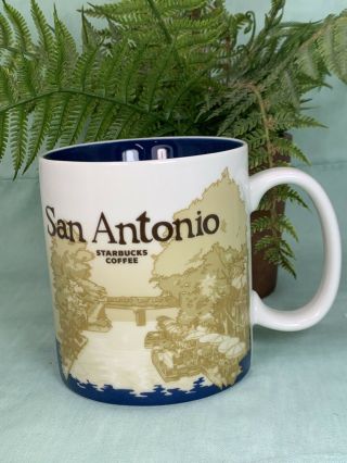 Starbucks San Antonio Tx Riverwalk Global Icon Collectors Series Coffee Mug Blue