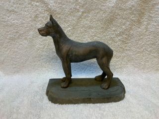 Vintage Bronze Great Dane Dog Bookend Doorstop Statue