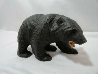 Vtg Hand Carved Wood Black Bear Japan Ainu Takahashi ?