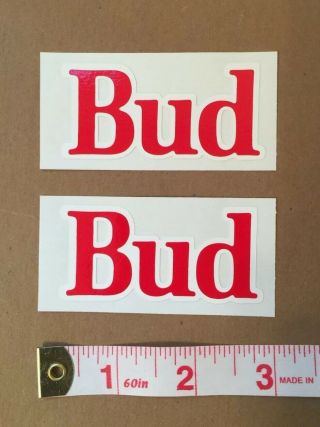 2 Vintage Bud Stickers Budweiser Beer 2.  5 " X 1.  5 " Vinyl Decals (48)
