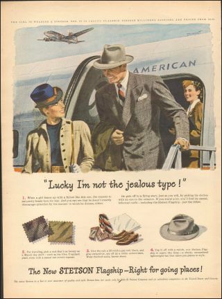 Vintage Ad For The Stetson Flagship`retro Fashion Hat Plane 112518)