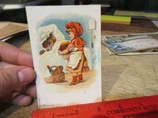 Victorian Era Trade Card Advertising Little Red Riding Hood Big Bad Wolf In Bed