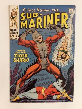 Sub - Mariner 5 (fn,  6.  5) 1968 1st Tiger Shark Cover & Appearance; Silver Age