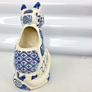 Vintage Pottery Porcelain Blue/White CAT planter 1981 Nancy Lopez 4