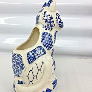 Vintage Pottery Porcelain Blue/White CAT planter 1981 Nancy Lopez 5