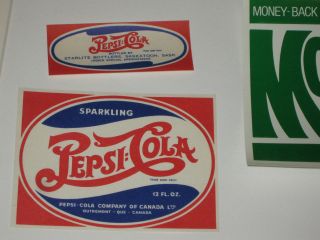 Pepsi Cola Nos Double Dot Paper Label 1930s Soda Pop Bottle Canada 1940s