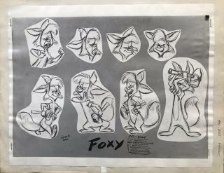 Walt Disney Model Sheet Animation Art - Peter Pan Lost Boys Foxy