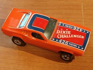 Hot Wheels Vintage Dixie Dodge Challenger Orange 426 Hemi Malaysia 1970