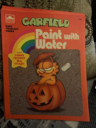 Vintage 1988 Golden Book Garfield Paint With Water Halloween