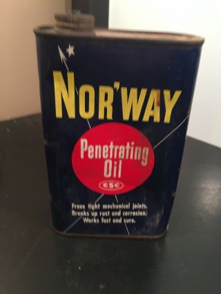 Nor’way Vintage Old Penetrating Oil Can One Quart