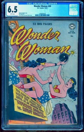 Wonder Woman 48 Cgc 6.  5 White Under Graded Presents As 8.  5 1951 Golden Age