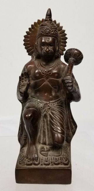 Antique Vintage Indian Bronze Hanuman Deity Figure Monkey God Hindu