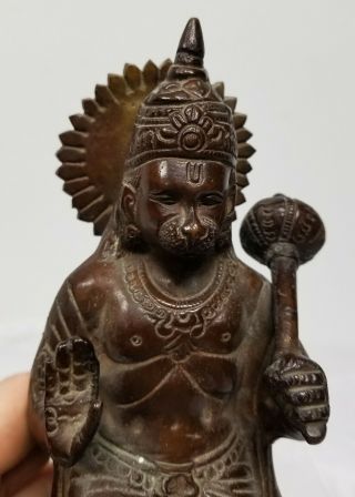 Antique Vintage Indian Bronze Hanuman Deity Figure Monkey God Hindu 7