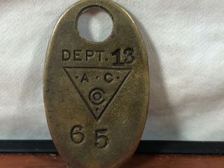 Vintage A.  C.  Co.  Allis Chalmers Farm Tractors Brass Tool Tag Advertising Fob 2