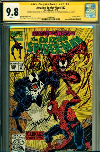 Spider - Man 362 Cgc 9.  8 3x Signed By Stan Lee & Others - Carnage & Venom