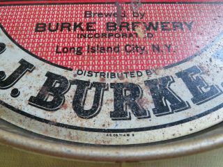 Vintage Burke ' s Ale Stout Beer Serving Tray Long Island City Fair Cond. 3