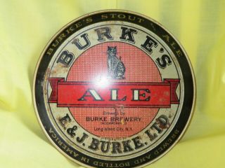 Vintage Burke ' s Ale Stout Beer Serving Tray Long Island City Fair Cond. 4
