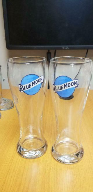 Set Of 6 " Blue Moon " Beer Pilsner Glass Barware 16 Oz