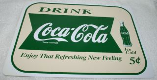 Coca Cola Coke Sign Drink Coca Cola Enjoy That Refreshing Plastic 8 1/2 " X 12 "