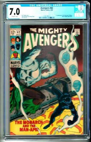 Cgc 7.  0 Avengers 62 1st Black Panther Solo Reprinted In Jungle Action 5