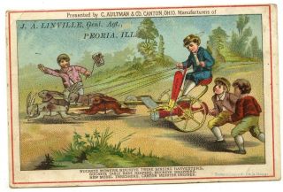 Peoria Il Aultman Buckeye Mower Harvester Thresher Victorian Trade Card