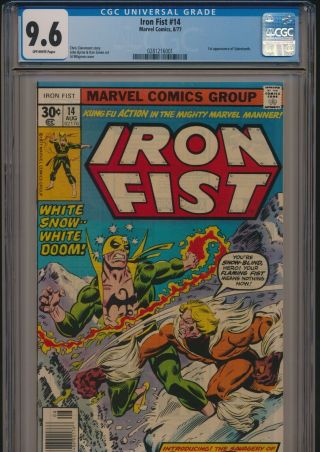 Marvel Comics Iron Fist 14 1977 Cgc 9.  6 Ow/wp 1st Sabretooth Appearance Key