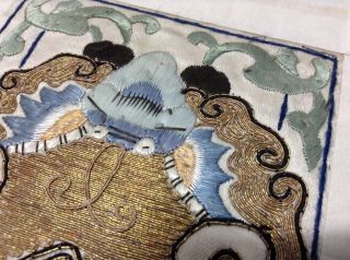 Antique Chinese Silk Embroidery Sleeves Metal Thread Moths People Landscape 8