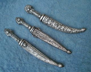 3 X Antique 19thc Small Ladies Greek Ottoman Dagger Knife Islamic Sword