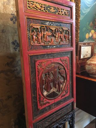 A Large Chinese Antique Carved Wooden Panel.