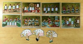 8 Victorian Trade Cards All Playing Cards,  3 Tutti Frutti Cut - Outs C1880 