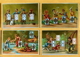 8 Victorian Trade Cards ALL PLAYING CARDS,  3 Tutti Frutti Cut - Outs c1880 ' s 3