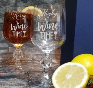 Personalised Engraved Wine Glass Funny Wine Time Wga71