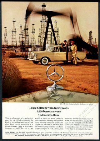 1964 Mercedes Benz 220 S 220s Car Texas Oil Well Derrick Field Photo Vintage Ad
