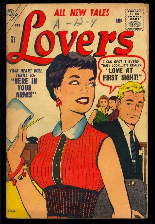 Lovers 83 Early Silver Age Marvel Atlas Love Comic 1957 Vg -
