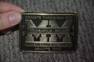 Granite Iowa Threshing Bee Belt Buckle Minneapolis - Moline 1994 Farm Machinery