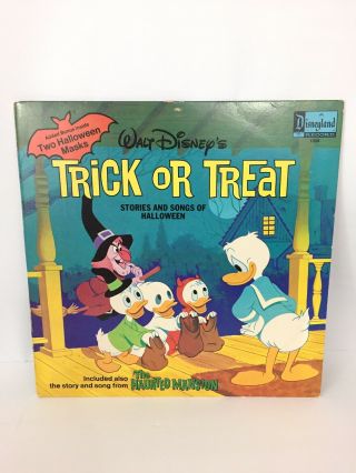 Walt Disney’s Trick Or Treat Haunted Mansion Vinyl Record Album Lp With Mask