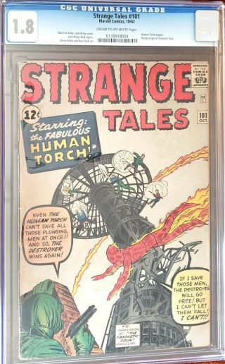 Strange Tales 101 Cgc 1.  8 1st Solo Human Torch Story Since 1954 Recap Of Ff.