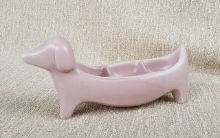 Vintage Pink Dachshund Wiener Dog Divided Ceramic Candy Coin Dish