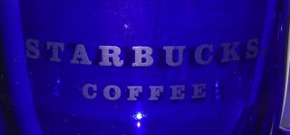 Starbucks Anchor Hocking cobalt blue pedestal coffee mug cup - 14oz 3