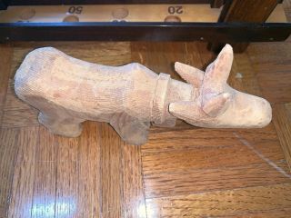 Hand Carved Americana 5.  5” Unpainted Cow With Horns 3