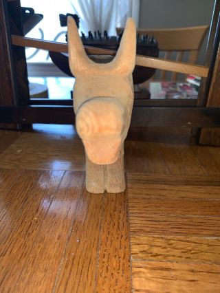 Hand Carved Americana 5.  5” Unpainted Cow With Horns 4