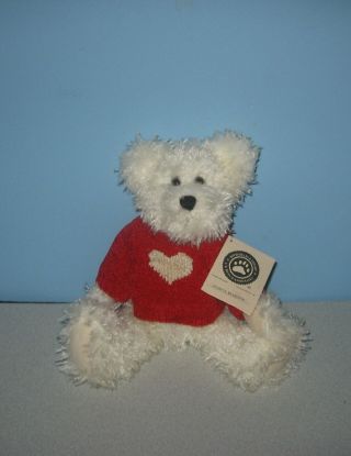 12 " Boyds Bear Juliet S.  Bearlove Jointed Bean Plush Teddy In Red Heart Sweater