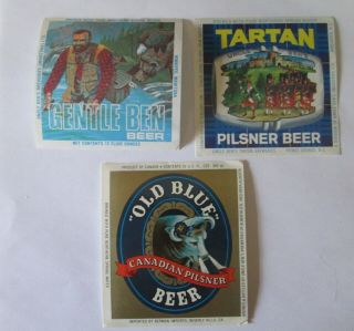 3 Vintage Canadian Beer Label 1970 