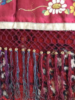 VTG Chinese Silk Embroidery Forbidden Stitch Fringed Metalwork Panel Bird Moths 8