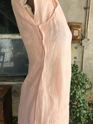 Antique 1930s Chinese Cheongsam Dress Summer Pink Cotton Linen Qipao Vintage 4