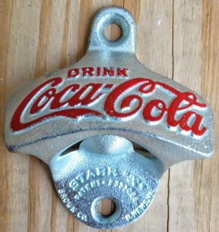 Coca - Cola Wall Mount Bottle Opener Drink Coca Cola Die Cast Chrome Plated EUC 2