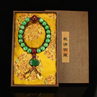 Jadeite & Crystal,  Agate Beads Bracelet W Box