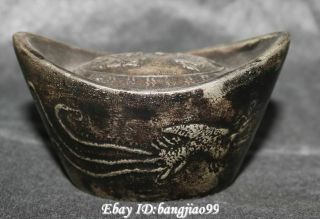 Rare Old Silver Dynasty Folk Circulate Dragon Phoenix Yuanbao Ingot Money Statue